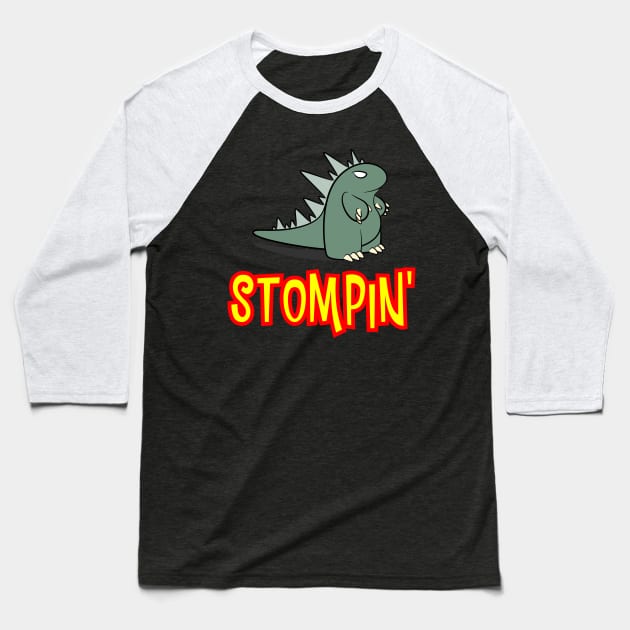 Kaiju Stomping Baseball T-Shirt by Ricardo77